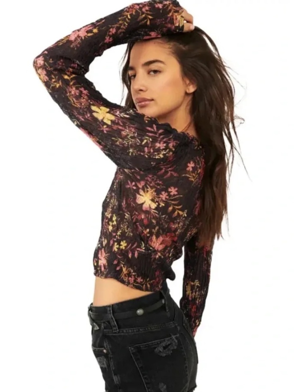 NWT Free People Women's Angelina Cropped Top Dark Combo - Picture 5 of 11